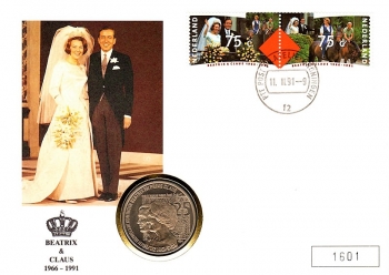Beatrix & Claus - Silberhochzeit Numisbrief 11.03.1991