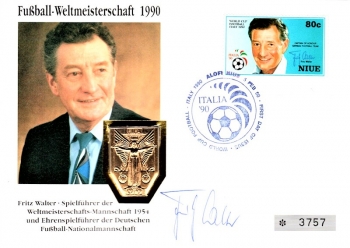 Fuball-Weltmeisterschaft 1990 - Fritz Walter 1954 - Italy 05.02.1990 - Original Autogramm