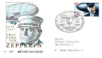 Graf Ferdinand von Zeppelin - FDC Friedrichshafen 08.03.1992
