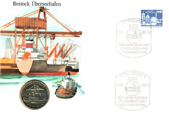 Rostock �berseehafen - Numisbrief Rostock 10.04.1990