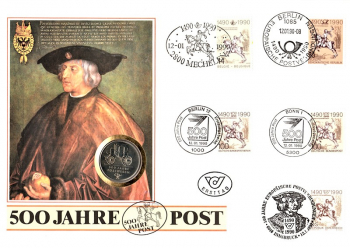 Maxi Brief - 500 Jahre Deutsche Post - Berlin und Bonn 12.01.1990
