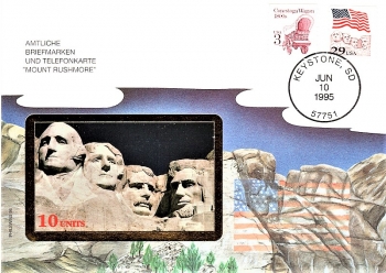 Mount Rushmore Telefonkarte im Telefonkartenbrief - Keystone 10.06.1995