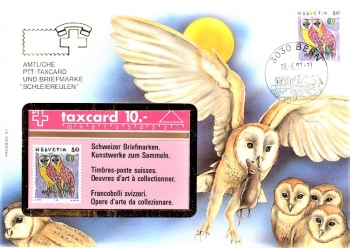 Telefonkarte Schleiereulen - Bern 18.06.1991