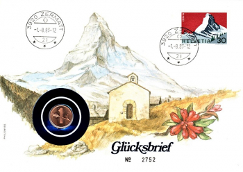 Glcksbrief aus Zermatt - Helvetia - Zermatt 01.08.1983