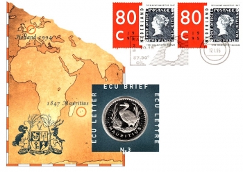 Die blaue Mauritius 1847 - ECU Brief Holland 1994
