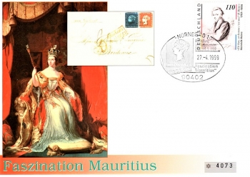 FDC Faszination Mauritius - Abbildung Bordeaux-Brief - Nrnberg 27.04.1999