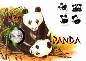 China Panda - Bambusbr - China 1 Unze Silber - selten