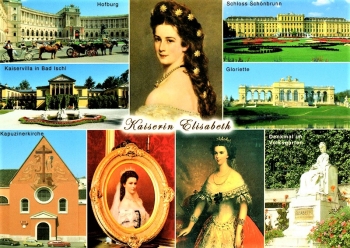 Kaiserin Elisabeth - Postkarte Schlsser und Denkmal - Wien