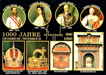 1000 Jahre sterreich - Postkarte - Monarchen und Symbolen