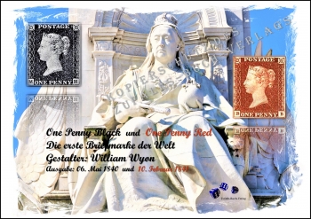 One Penny Black - First stamp in the world - Commemoration