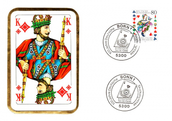 Skatkarte Karo K�nig - 100 Jahre Deutsche Skatkongresse - Bonn 14.08.1986