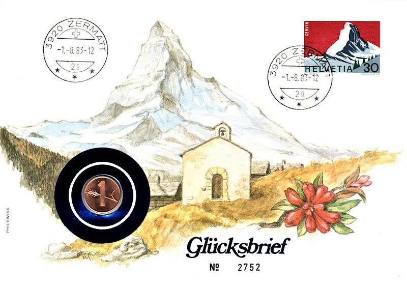Glücksbrief aus Zermatt - Helvetia - Zermatt 01.08.1983