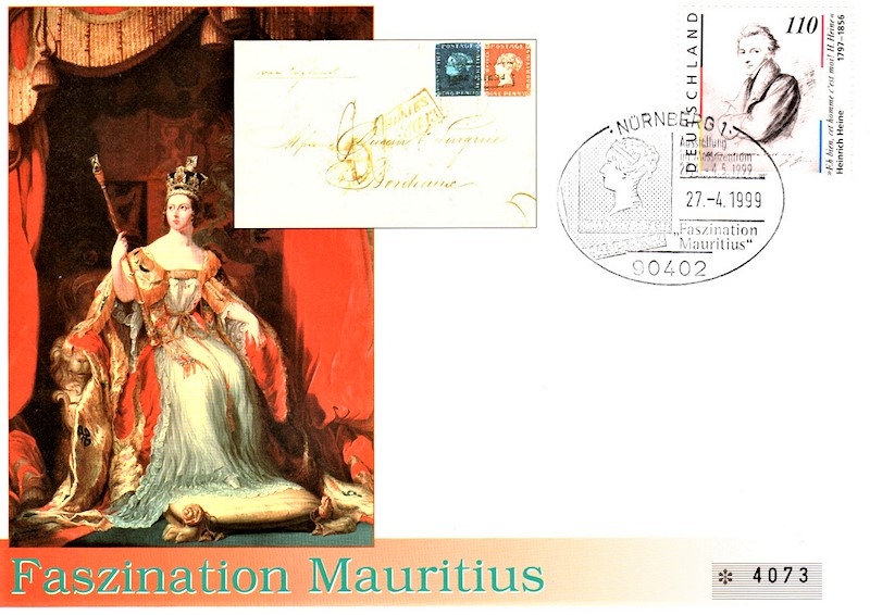 FDC Faszination Mauritius - Abbildung Bordeaux-Brief - Nürnberg 27.04.1999