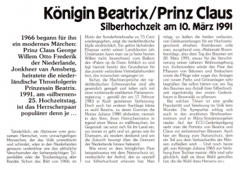 Knigin Beatrix & Prinz Claus - Silberhochzeit 11.03.1991