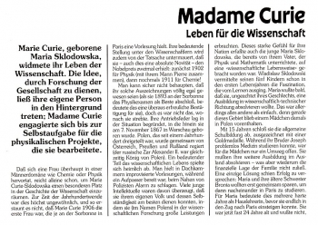Madame Curie - Nobelpreistrgerin - Katowice 02.05.1989