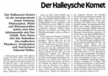 Halleyscher Komet - Edmond Halley - Bonn 13.02.1986