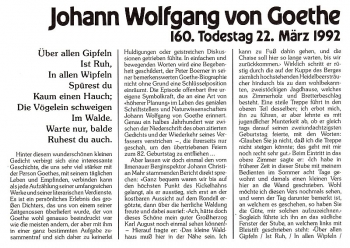 Johann Wolfgang von Goethe - 160. Todestag 22.03.1992