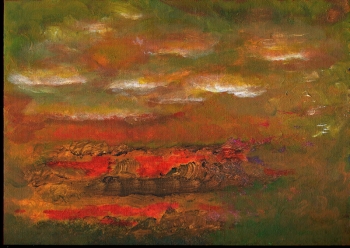 Evening landscape - Abendliche Landschaft - Acryl auf Leinwand