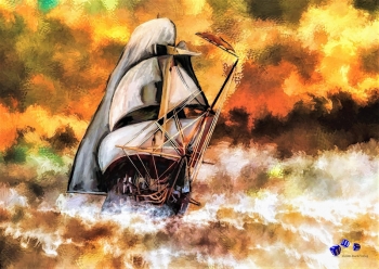 Hochwertiger Kunstdruck - Segelboot