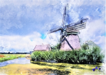 Hochwertiger Kunstdruck - Windmhle