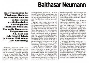 Balthasar Neumann - 300. Geburtstag - Bonn 15.01.1987