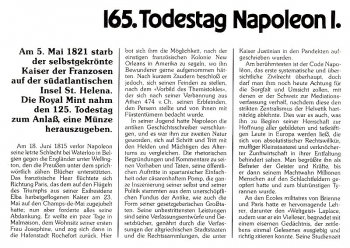 Napoleon I. - 165. Todestag - Frankreich 05.05.1986