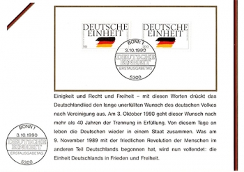 Deutsche Einheit - Bonn 03.10.1990 - Berlin 06.11.1990