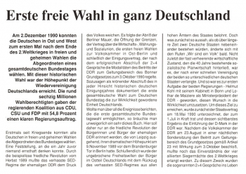 1. Gemeinsame Wahl - Vereintes Deutschland 02.12.1990
