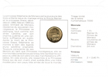 La Princesse Stephanie de Monaco - F�rstentum Monaco - 28.07.1993