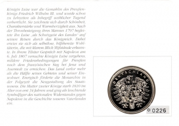 Luise - Knigin von Preuen - Hannover 10.03.1995 - Medaille