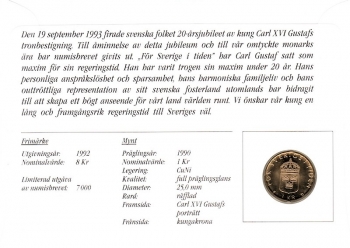 K�nig Carl Gustaf - 20. Jahrestag Kr�nung - Stockholm 02.10.1993