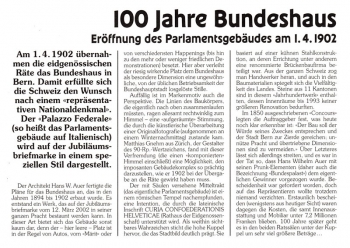 Schweiz - 100 Jahre Bundeshaus - Bern 12.03.2002