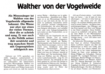 Walther von der Vogelweide - 1170 bis 1230 - Rodenberg 15.07.1989