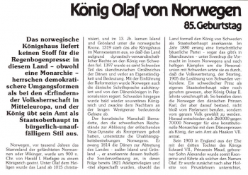 Olav V - Knig von Norwegen - Oslo 01.07.1988
