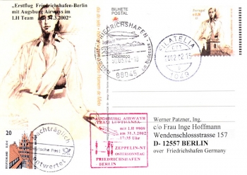 Zeppelin NT Friedrichshafen - Berlin - mit Augsburg Airways LH 9909 am 31.03.2002
