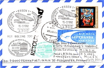 Luftschiff LZ 11 Victoria Luise: Essen - Frankfurt - Minsk - 29.03.1992