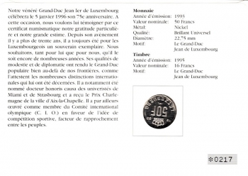 Groherzogtum Luxemburg Duc Jean - Luxemburg 05.01.1996