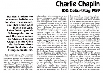 Charlie Chaplin - 100. Geburtstag 1889 bis 1989 - Italien 23.09.1989