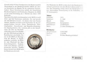 50 Jahre Bundesgerichtshof - Numisbrief Berlin 14.09.2000