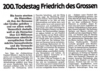Friedrich der Groe - 200. Todestag - 14.08.1986