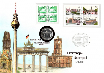 Letzttags-Stempel - Maxi Brief - Deutsche Bundespost Berlin - Berlin 31.12.1991 - selten