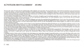 500 Jahre Erdglobus  - Bonn 10.09.1992 - selten