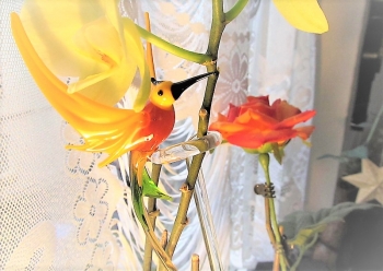 Glas Design: Kolibri - Glass design: Hummingbird