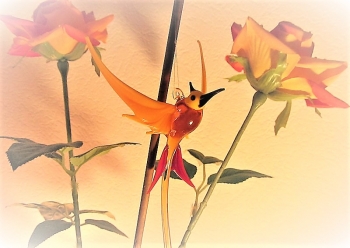 Glas Design: Kolibri - Glass design: Hummingbird