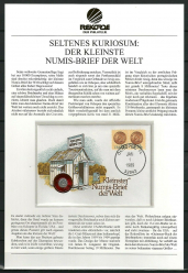 Kleinster Numisbrief der Welt - USA mit 5 Escudo M�nze 01.01.1989