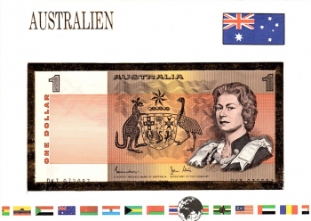 Australien - Banknotenbrief mit 1 Australischen Dollar - Queen Elizabeth
