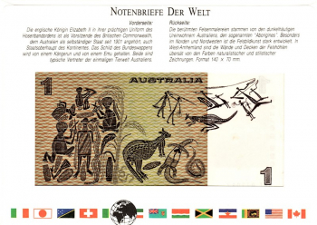 Australien - Banknotenbrief mit 1 Australischen Dollar - Queen Elizabeth