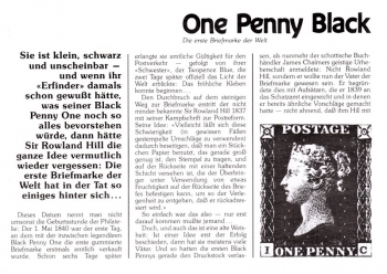 One Penny Black - Die erste Briefmarke der Welt - Rom 25.10.1985