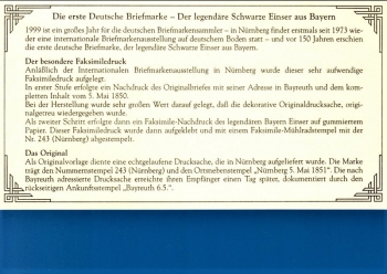 Faksimile Bayreuth Brief - Bayern Kreuzer und Sachsendreier - Mnchen 01.11.1999