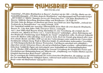 150 Jahre Briefmarken - Bayern Kreuzer - M�nchen 29.10.1999